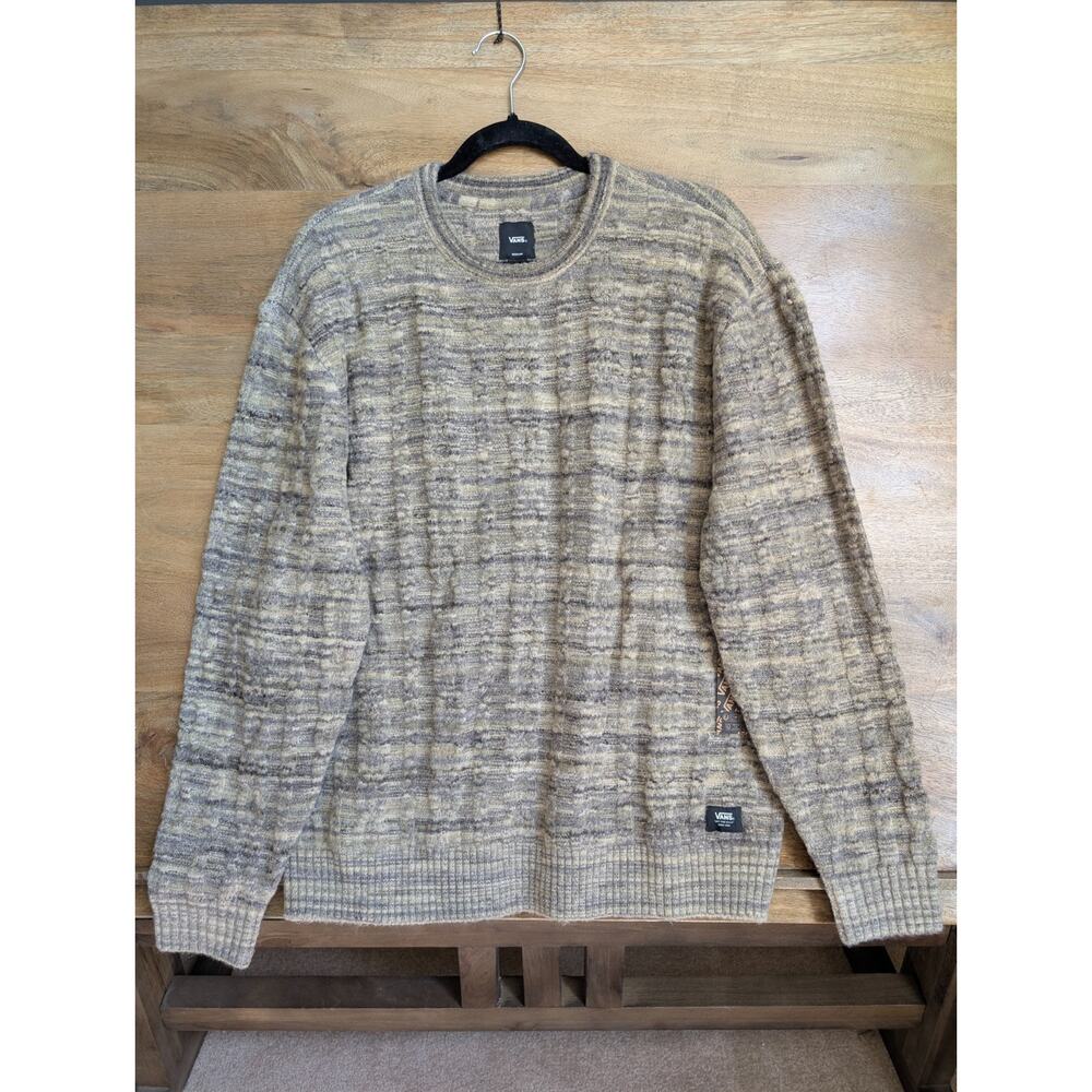 Vans Sweater Mens Medium Brown Heather Cable Knit Crew Neck Pullover 000JZD NWT